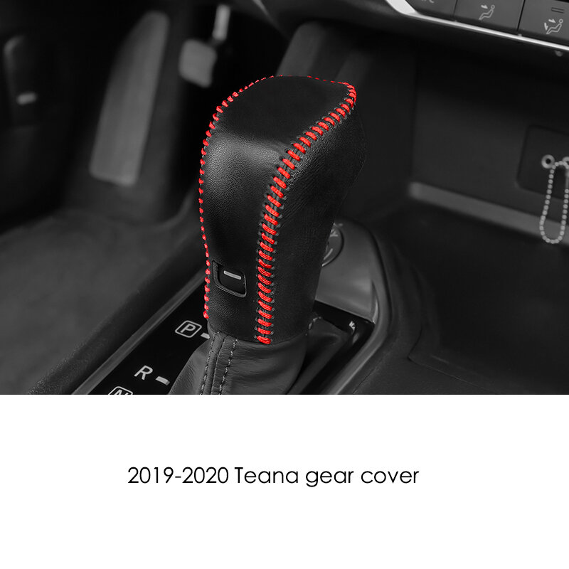 Beige Voor Nissan Teana Cedric 2008-2012 Top Layer Lederen Auto Versnellingspook Kragen Cover Automatische Drijfwerkkop knop Case