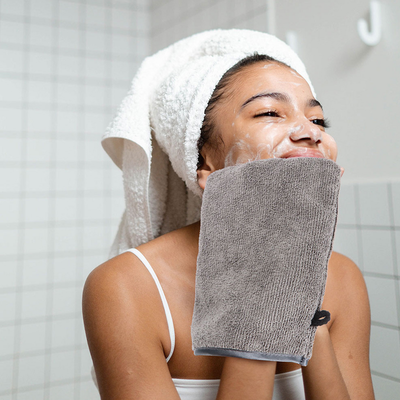 Guanti per la pulizia del viso guanti per la pulizia della rimozione del trucco asciugamano per la cura del viso in microfibra riutilizzabile strumento per il trucco di bellezza del soffio cosmetico