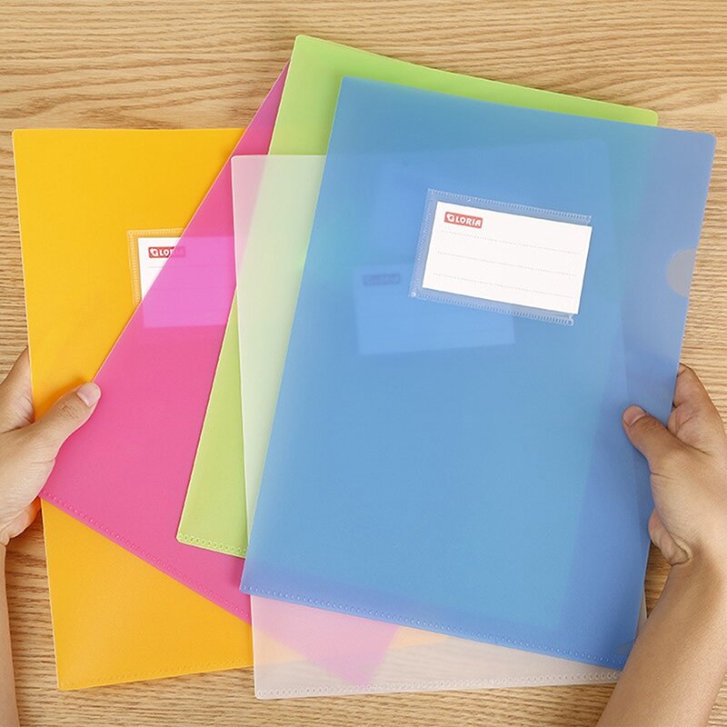 Folder File jelas berwarna proyek kantong lengan l-jenis dokumen Folder lembar kertas pelindung untuk kantor sekolah