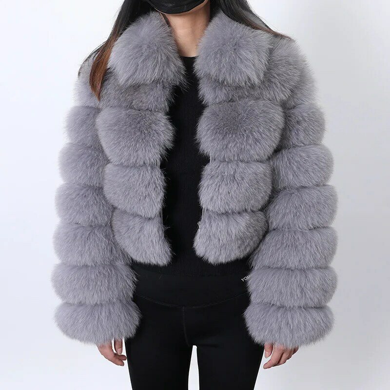 Maomaokong-女性の毛皮のコート,混合色のファージャケット,長袖,本物のキツネのブティック,冬の毛皮のコート