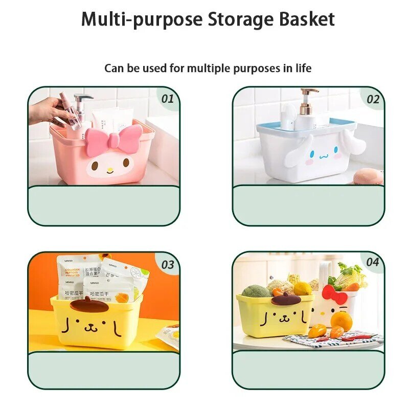 MINISO Sanrio Characters Carrying Basket Simple Clothes Sundry Snacks Storage Basket