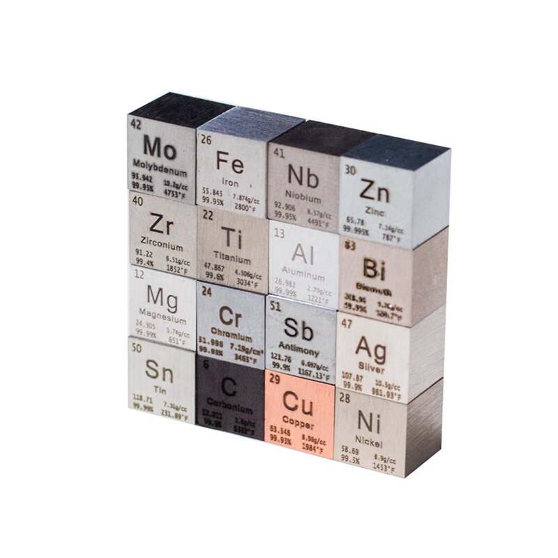 Organic Chemistry Model Kit 10Mm Elements Cubes Aluminum Titanium Copper Tungsten Dice For Elements Periodic Table Collections