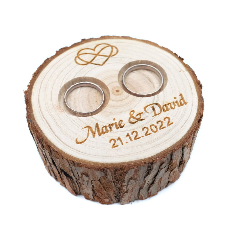 Caja de anillo de boda personalizada, portador de anillo de madera grabado rústico, soporte de anillo de boda personalizado, decoración de boda