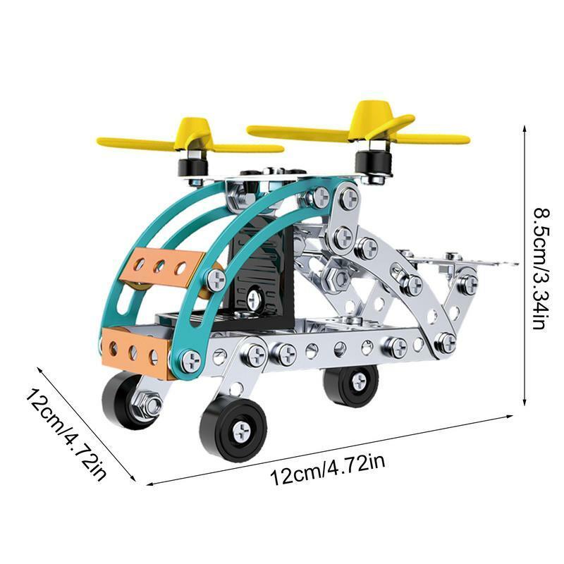 Modello di elicottero modello di elicottero in metallo giocattolo per bambini aereo educativo giocattolo da costruzione ornamento in stile meccanico