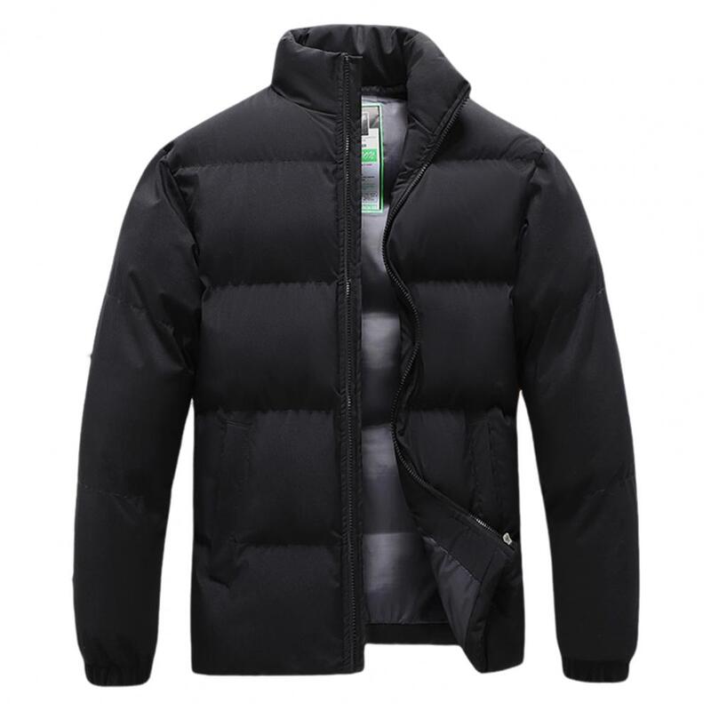 Abrigo de algodón con cuello levantado para hombre, chaqueta de manga larga con bolsillos y cremallera, ropa de calle de Hip Hop, Invierno