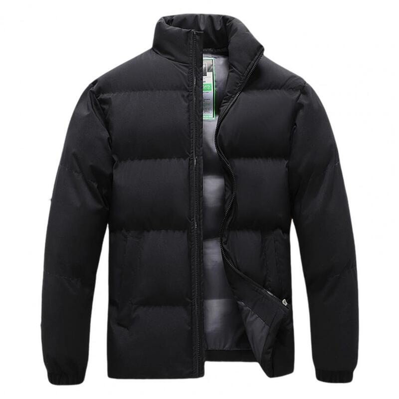 Jaqueta masculina de gola de algodão manga comprida, casaco de inverno, bolsos, zíper, streetwear hip-hop