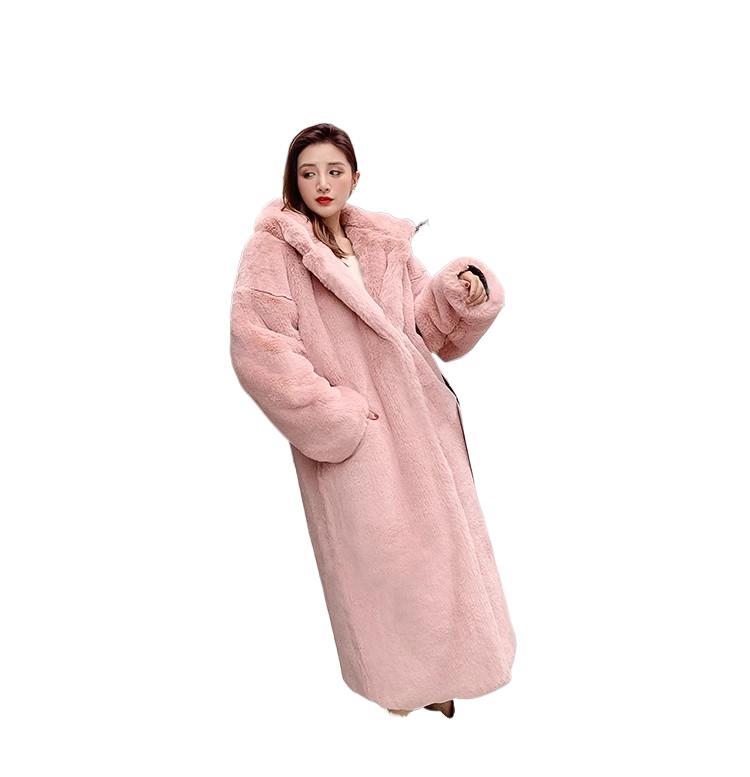 Abrigo de pelo de visón Artificial con capucha para mujer, ropa de invierno, novedad de 2023, 0116