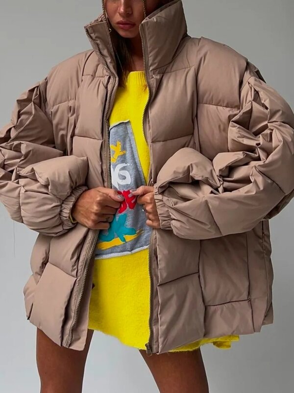 Giacche invernali per donna 2023 spessa calda giacca trapuntata moda allentata femminile interscambio High Street Green Baggy Puffer Coat