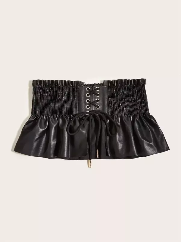 Corsetto stringato Punk cintura larga per abiti in pelle Pu Designer di lusso marca corsetto nero cintura decorativa sottoseno autunno femminile