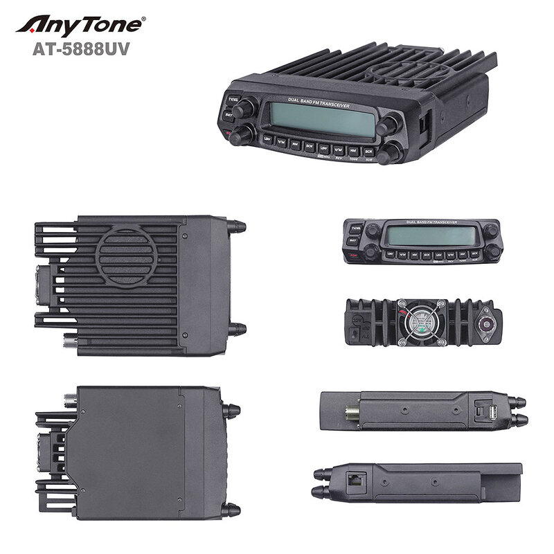 AnyTone-walkie-talkie de largo alcance, Radio Móvil AT-5888UV de 50W, banda Dual TX, cuatro bandas, RX, bidireccional, transceptor FM, VHF/UHF