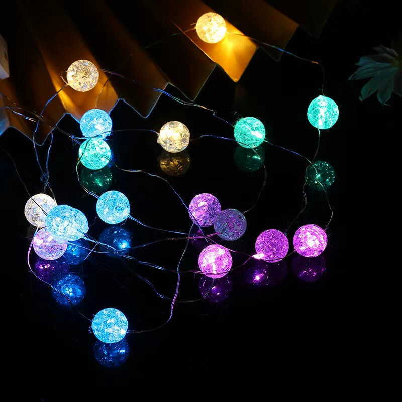 Lámpara LED de alambre de cobre, bola agrietada, decoración de Ambiente, caja de regalo, novedad