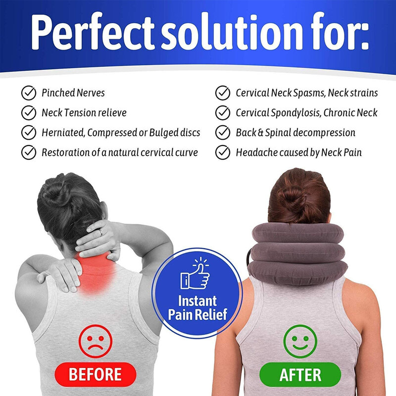 Dispositivo de tracción Cervical para aliviar el dolor crónico de cuello y hombros, ensanchador de cuello inflable, alivio del hogar