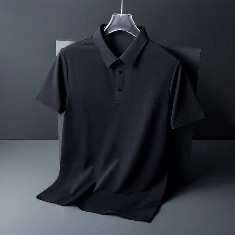 Sommer Eis Seide Polos hirt High-End-T-Shirt einfarbig neue halbe Ärmel nicht markierende lässige Revers Business dünne Herren bekleidung