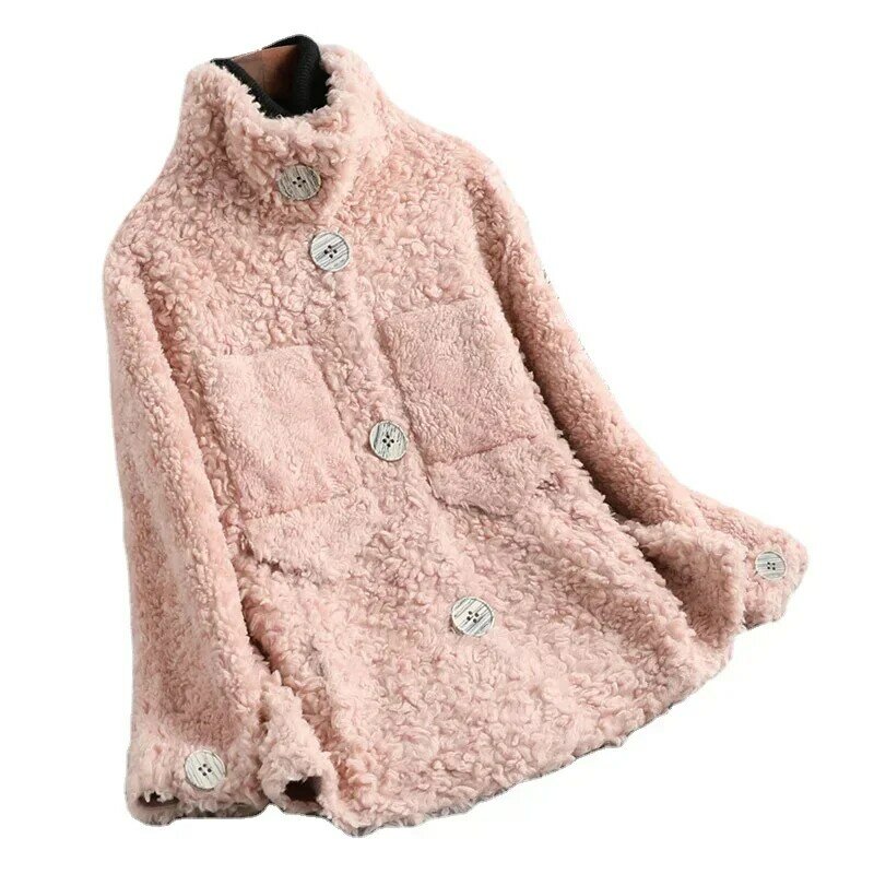 2024 modny zimowy płaszcz z prawdziwego wełna z owcy strzyżonej damski na co dzień 100% wełniane kurtki futra damskie Casaco Feminino ZT107