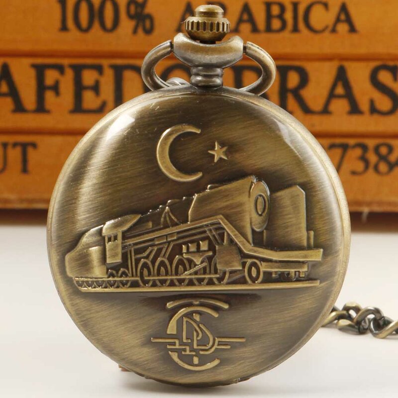 Steampunk Vintage Necklace Pocket Watches For Men Personalised Bronze Quartz Pocket&Fob Chain Watches