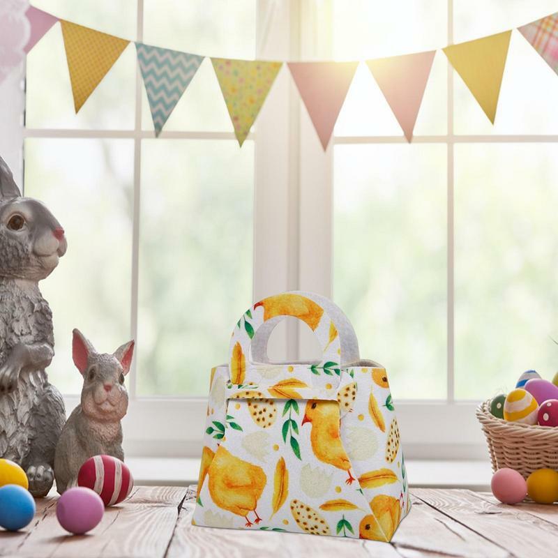 Bolsas de regalo de Pascua con asa, contenedores de cesta de conejito y huevos, suministros de recuerdo de fiesta escolar para niños