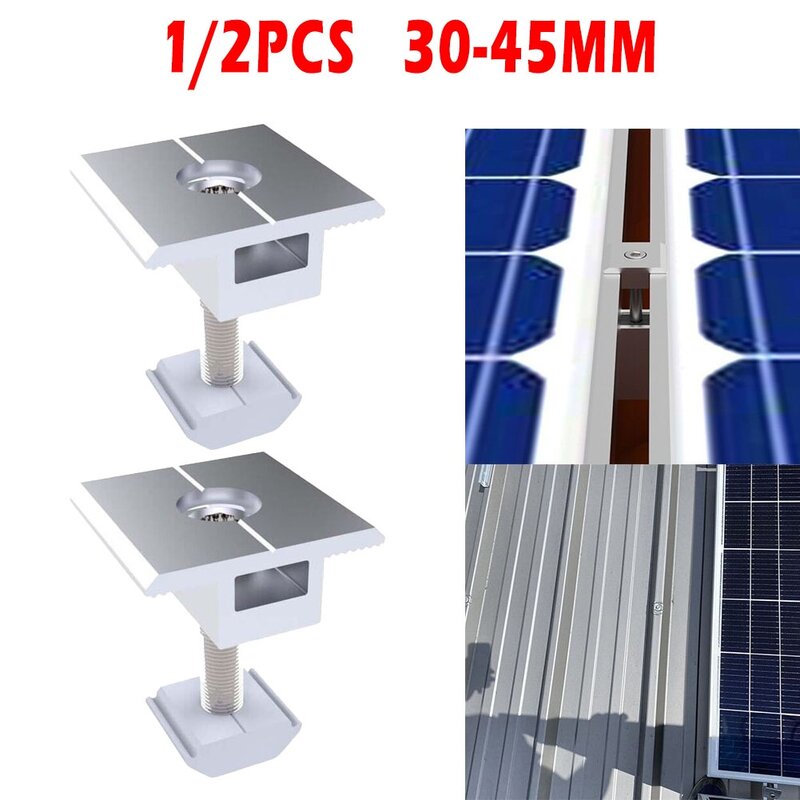 Abrazadera segura para paneles solares, fácil instalación en rieles, aleación de aluminio ligera, adecuada para varios módulos de marco, 45mm