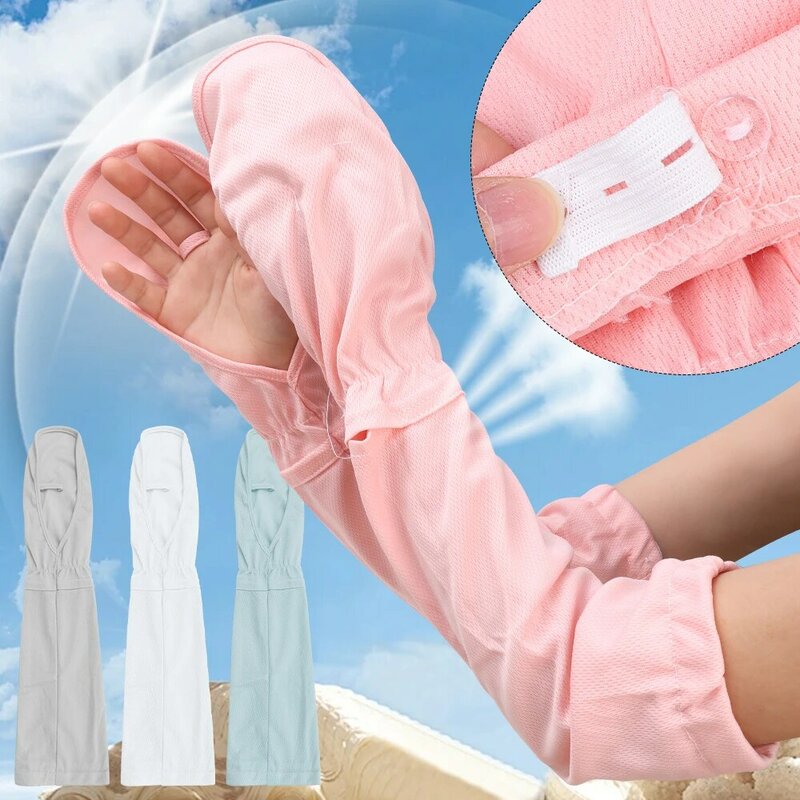 Sarung tangan sutra es besar musim panas untuk wanita sarung tangan tabir surya untuk mengemudi longgar Lengan sejuk pelindung Uv luar ruangan sarung tapal kuda