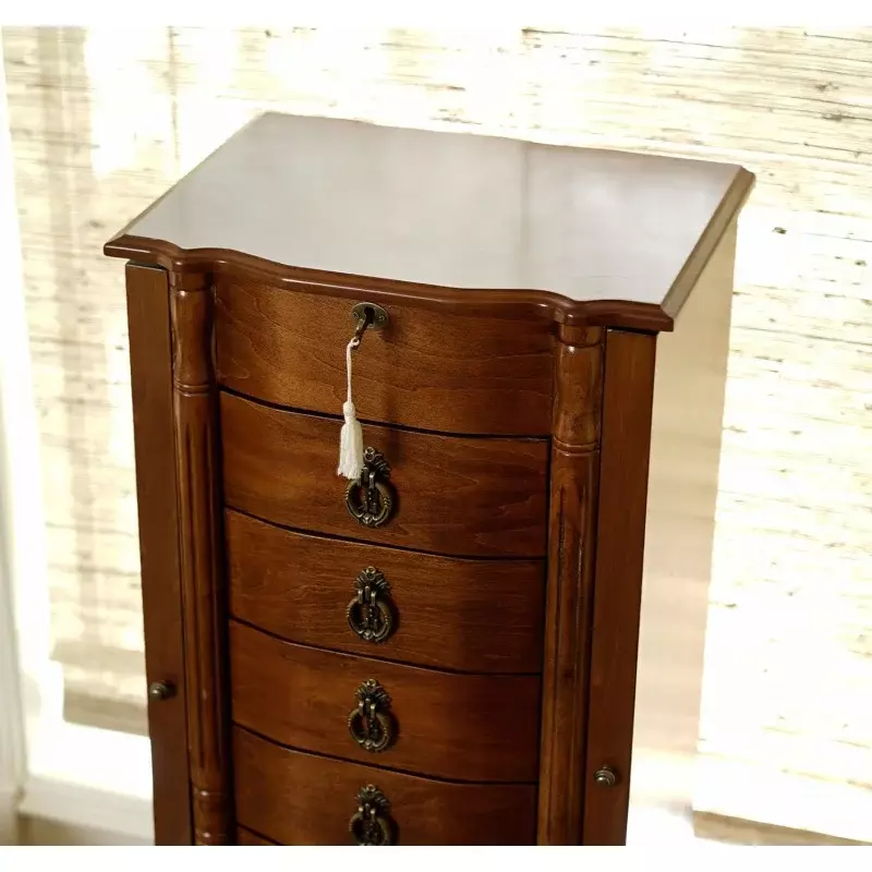 Hives and Honey Sheffield Standing Armoire Jewelry Cabinet, Walnut