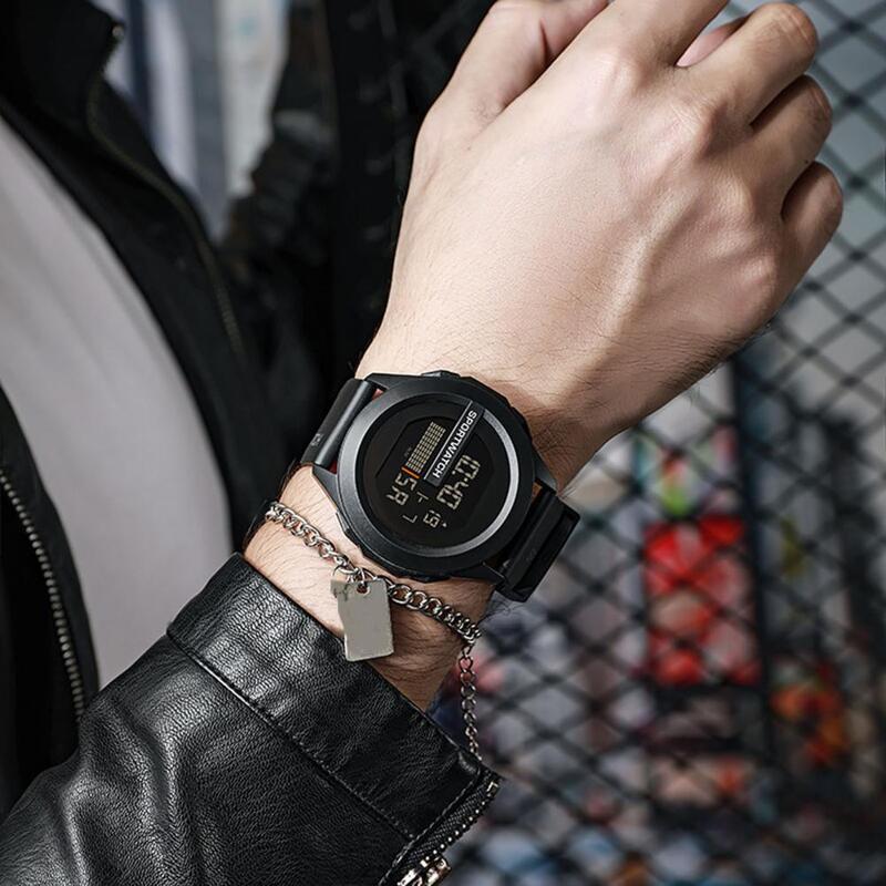 Zegarek Led wodoodporna elektroniczny zegarek sportowy Led Unisex z opaską silikon regulowany dla mężczyzn 50m wodoodporność