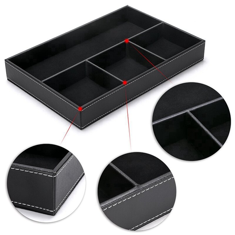 2x4 отделения, Настольный ящик-органайзер, искусственный ящик для хранения, черный цвет