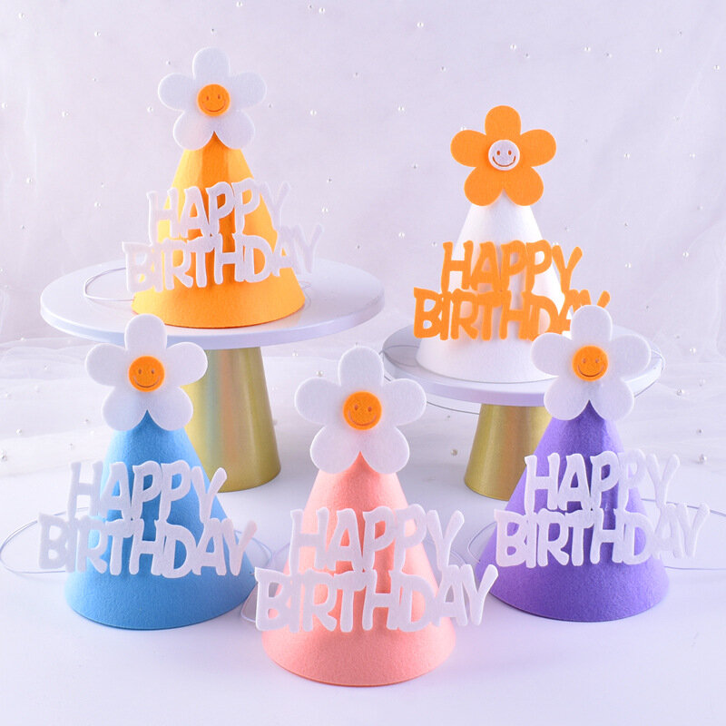 Decoración de fiesta de cumpleaños de 5 colores, sombrero de fiesta de Bola de Pelo, suministros de vestido de cumpleaños para niños y adultos, sombrero de fiesta de bola de felpa wh