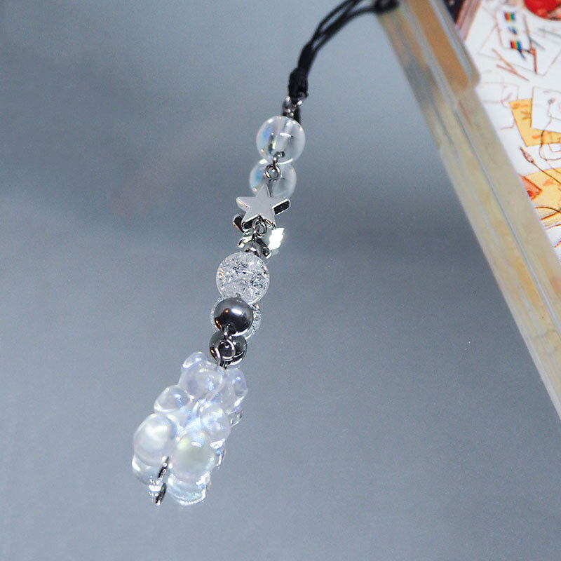 Cute Clear Bear Mobile Phone Chain Y2K Star Fairycore Keychain Charm Pendant Cellphone Strap Lanyard Kawaii Jewelry Accessories