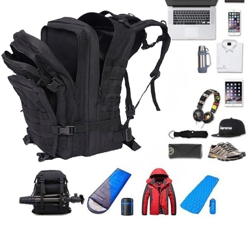 Caça Mochila militar ao ar livre Mochilas Tactical Sports Camping Caminhadas 50L 1000D Nylon impermeável Trekking Backpack