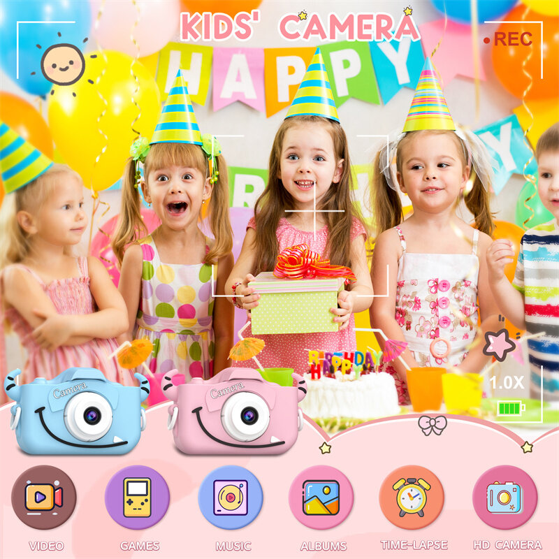 Giocattoli per fotocamera per bambini schermo da 2 pollici HD Cartoon Kids fotocamera digitale Mini fotocamera SLR giocattolo carino per regali di compleanno per bambini