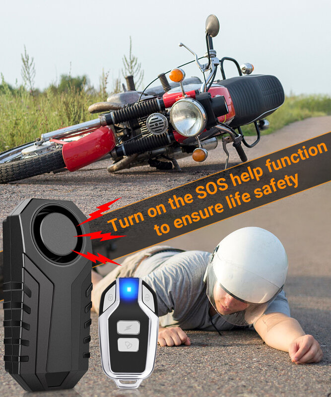 Ouspow-Wireless motocicleta vibração alarme, IP55 impermeável bicicleta alarme, controle remoto, anti-roubo bicicleta detector sistema