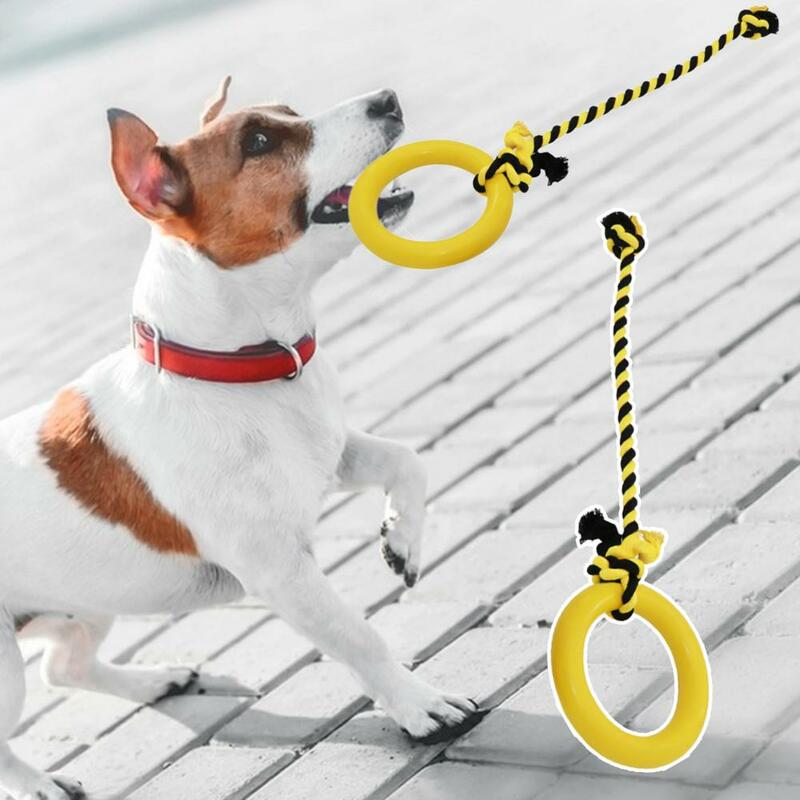 Juguete interactivo de goma con anillo de tracción de cuerda para cachorros, juguete para perros, buena dureza, limpieza de dientes, juguetes para masticar para mascotas, entrenamiento creativo