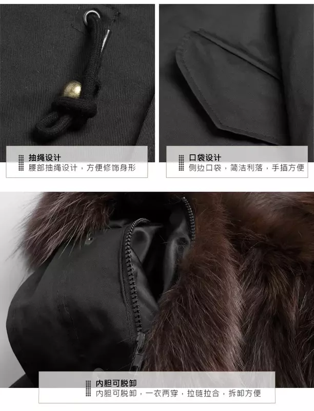 Mantel bulu bertudung pria, jaket panjang musim dingin parka Midi bulu rubah asli pakaian luar jaket bulu pria baru 2023