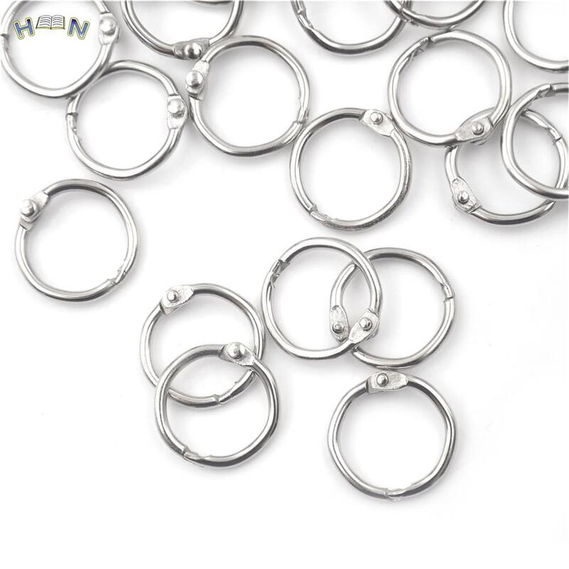 50pcs/pack Staple Book Binder 20mm Outer Diameter Loose Leaf Ring Keychain Circlip Ring