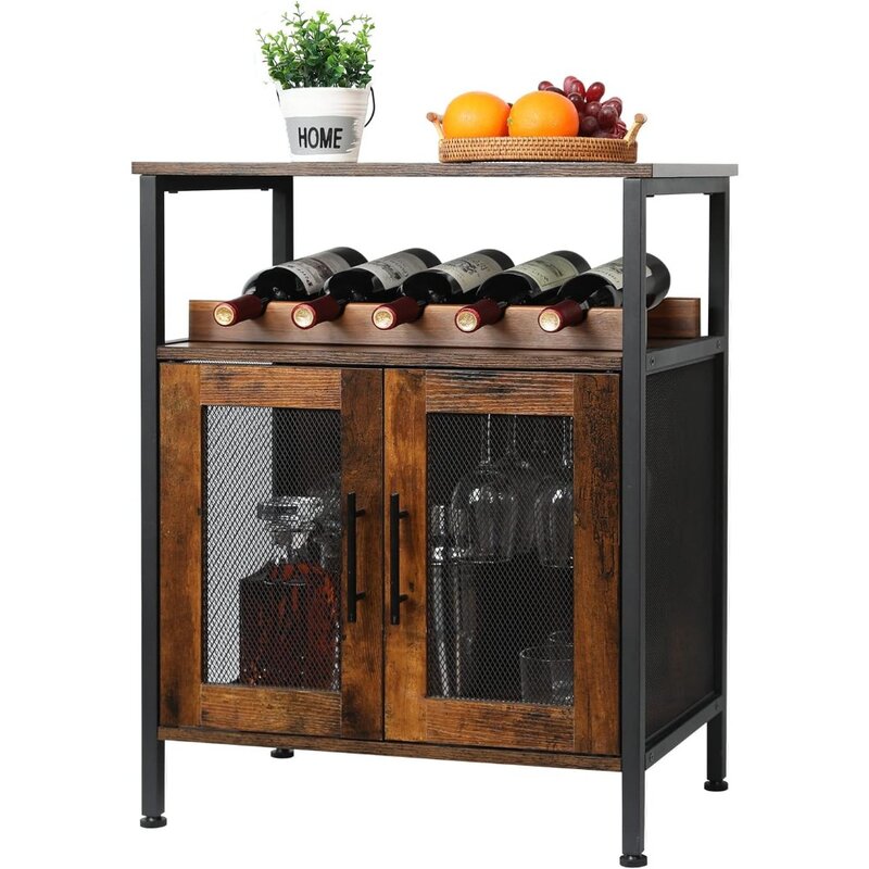 Винный шкаф для бара со съемной винной стойкой, кофейный шкаф для бара со стеклянным держателем, небольшой буфет и буфет, шкаф