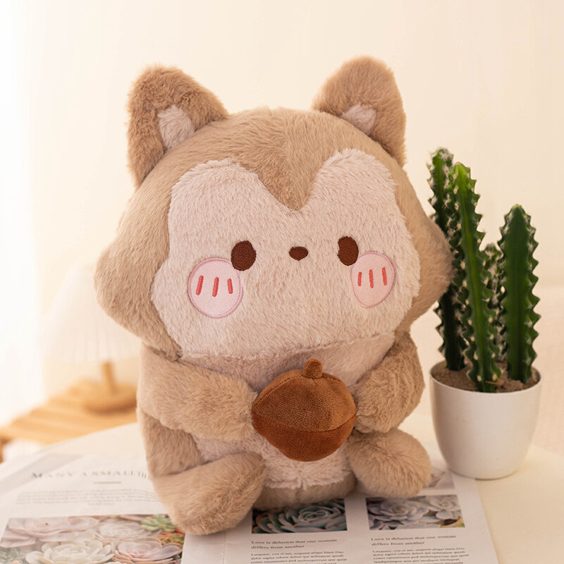 25/35cm Kawaii Squirrel Plush Toy Cute Stuffed Animals Squirrel Holding Pinecone Plushies Doll Anime Soft Kids Toys for Girls