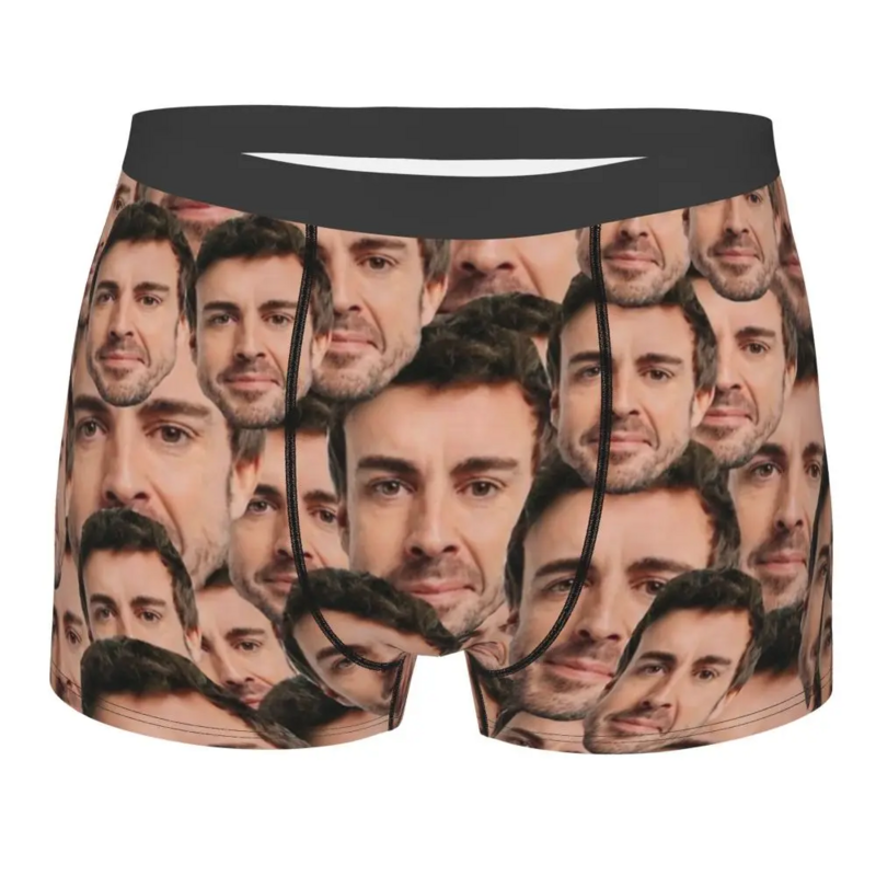 Fernando Alonso Grappig Hoofd Mannen Lang Ondergoed Boxer Slips Shorts Slipje Nieuwigheid Ademende Onderbroek Voor Mannen Plus Size