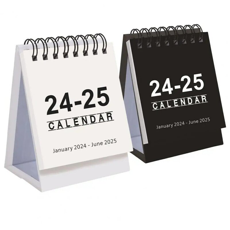 Pequeno portátil Desktop Calendar, Twin-Wire Binding, Casa, Escritório, Escola, 18 Meses, Maio 2025