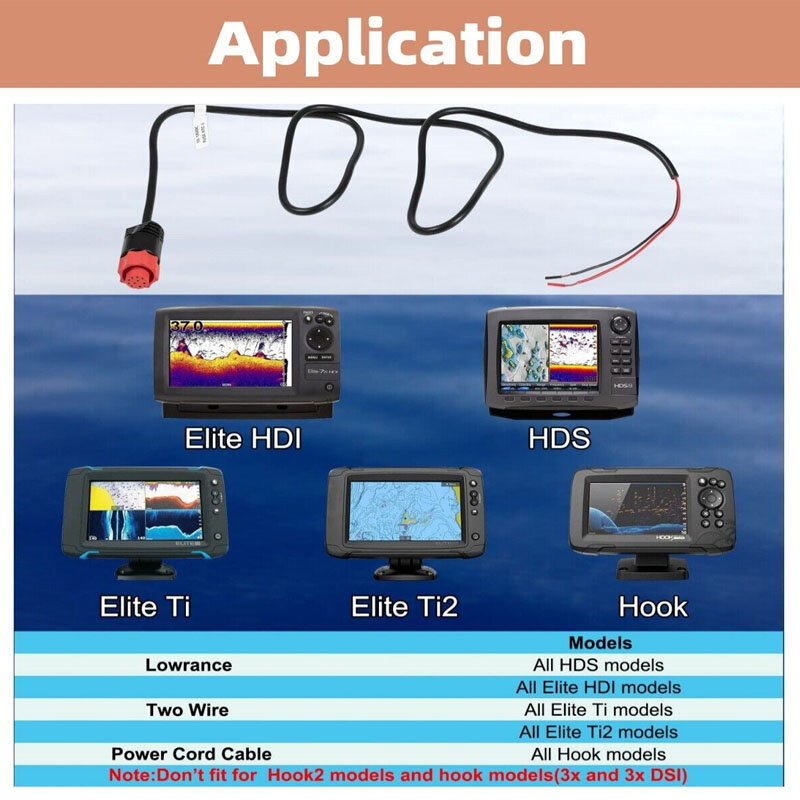 Cable de alimentación HDS/Elite/Hook 000-14041-001 de repuesto, 3 pies, 2 cables de alimentación para HDS, Elite FS, Elite Ti2 Hook, Mark Only Boat Kit
