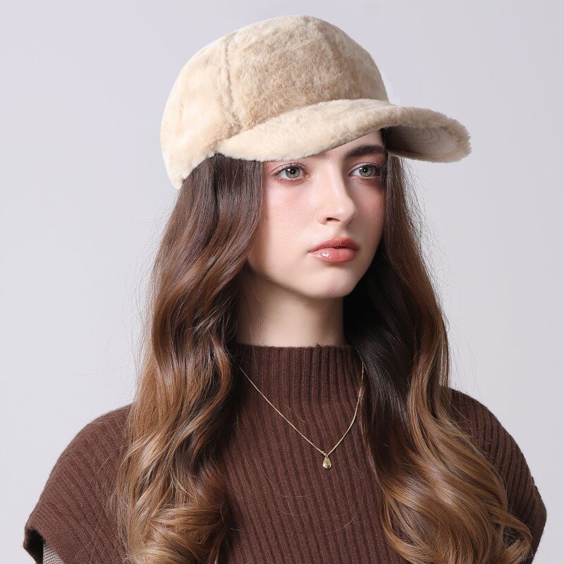 女性の厚いぬいぐるみ野球帽、暖かいストリートの帽子、韓国のヒップスター、新しい秋冬