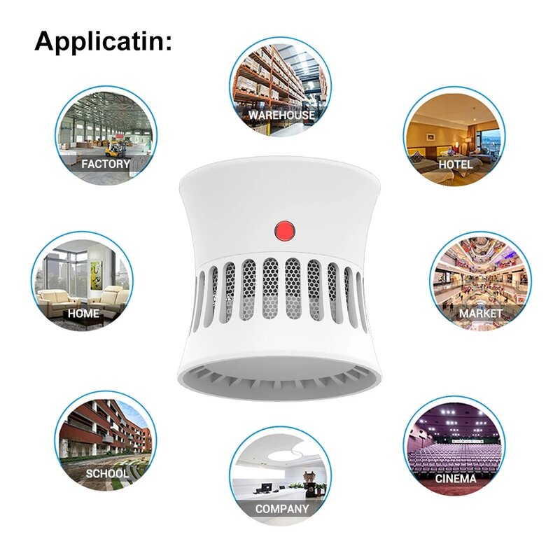 CPVAN Sensor Detector de humo para seguridad del hogar, alarma de humo independiente, 85dB, sistema de protección de seguridad, batería de 5 años