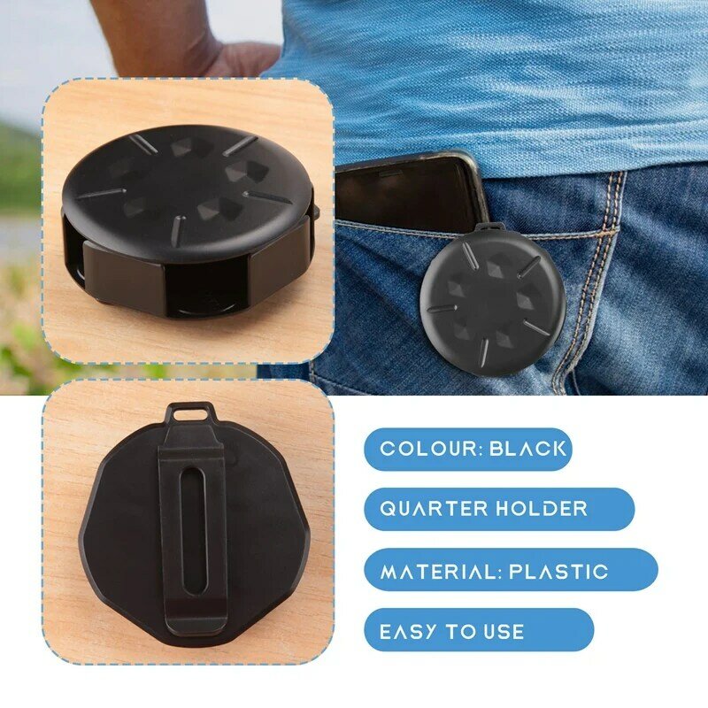 Dispenser di monete da 2 pezzi-portamonete portatile con Clip, portamonete portamonete minimalista (confezione da 2, nero)