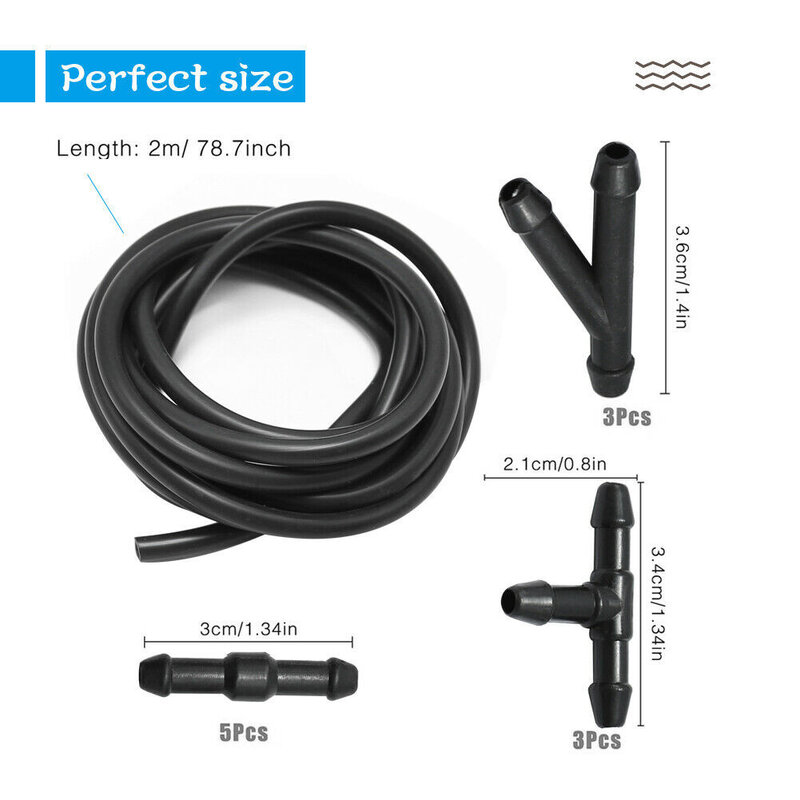 2/3/4m Car Windshield Washer Hose With Connector Kit Automotive Windshield Jet Spray Wiper Nozzle Water Hose Fluid Tube