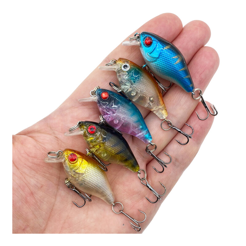 4.5g/1pc Small Chubby Minnow lure fishing bait float on water  3D Eyes with trable hooks Lure bionic bait