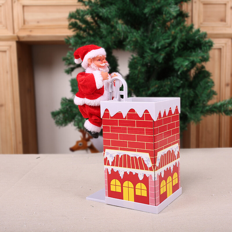 ตุ๊กตา2024ซานตาคลอสไฟฟ้าสำหรับเด็ก, ตุ๊กตาสำหรับปีนเขาหรือปีนบันไดของขวัญคริสต์มาสพ่อสร้างสรรค์ตกแต่งปีใหม่