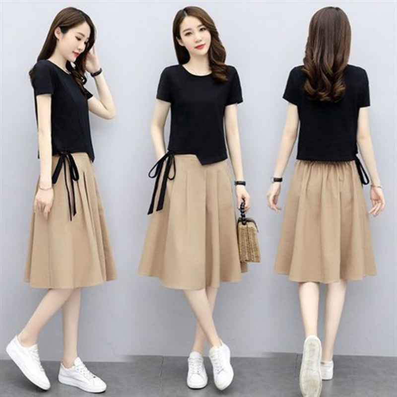 Spring/Summer Heavenly Girl Set 2024 New Korean Fashion and Western Style Age Reducing Top Loose Skirt Two Piece Set