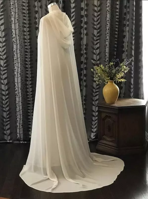 Новая свадебная искусственная накидка для невесты черная/белая/слоновая кость средневековая женская накидка с капюшоном для выпускного вечера