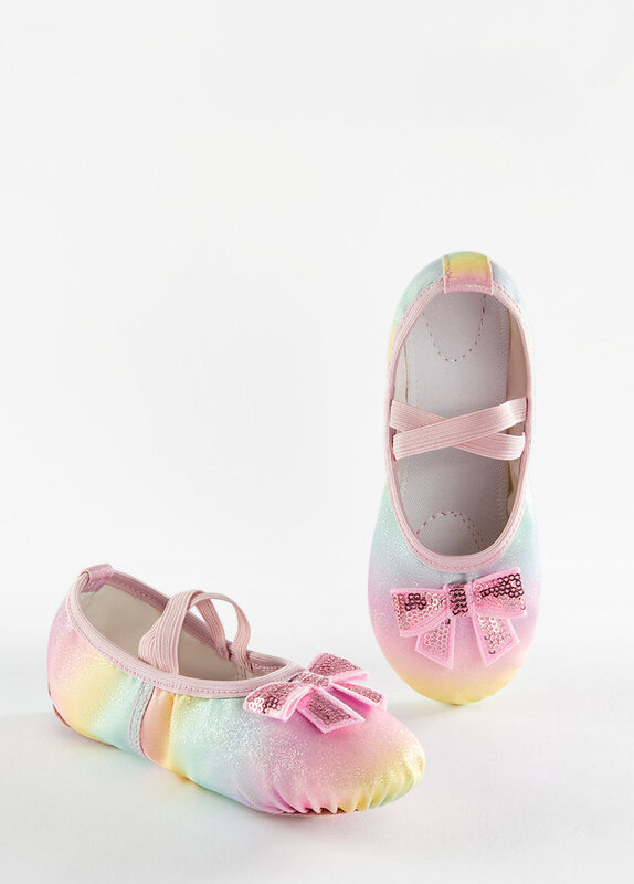 Балетные туфли для девочек, мягкая обувь с градиентом и бантиком, танцевальные Тапочки, детская практичная обувь для балерины, детская гимнастика