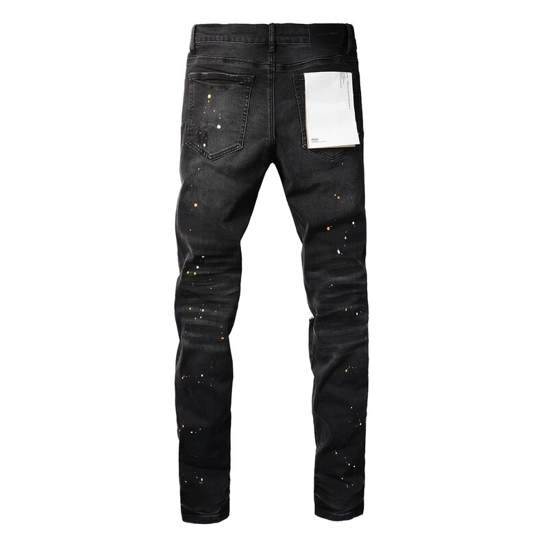 Marka Jeans American High Street Paint Hole Black 9045 2024 Nowy trend w modzie Wysokiej jakości dżinsy