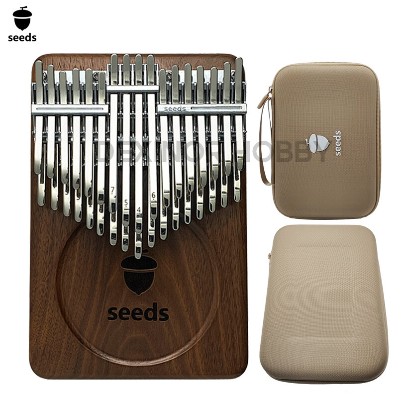 Seeds Chromatic Kalimba 34 Key Double Layer Thumb Piano Black Walnut Keyboards Mbira Pisces Musical Instruments