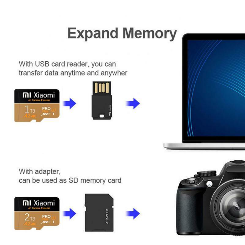 Xiaomi Hochgeschwindigkeits-Micro-TF-SD 1TB 100% Micro-TF-SD-Karte 2TB Micro-TF-SD-Speicher Flash-Karte für Telefon Computer Kamera versand kostenfrei